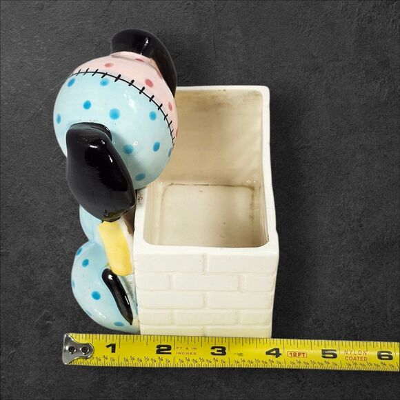 Vintage Napco K2222 Patchwork Puppy Planter Pink & Blue Ceramic Japan Transition - Picture 12 of 12